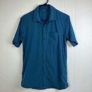 The North Face Button Down Shirt Mens Small Blue Short Sleeve Technical Snap